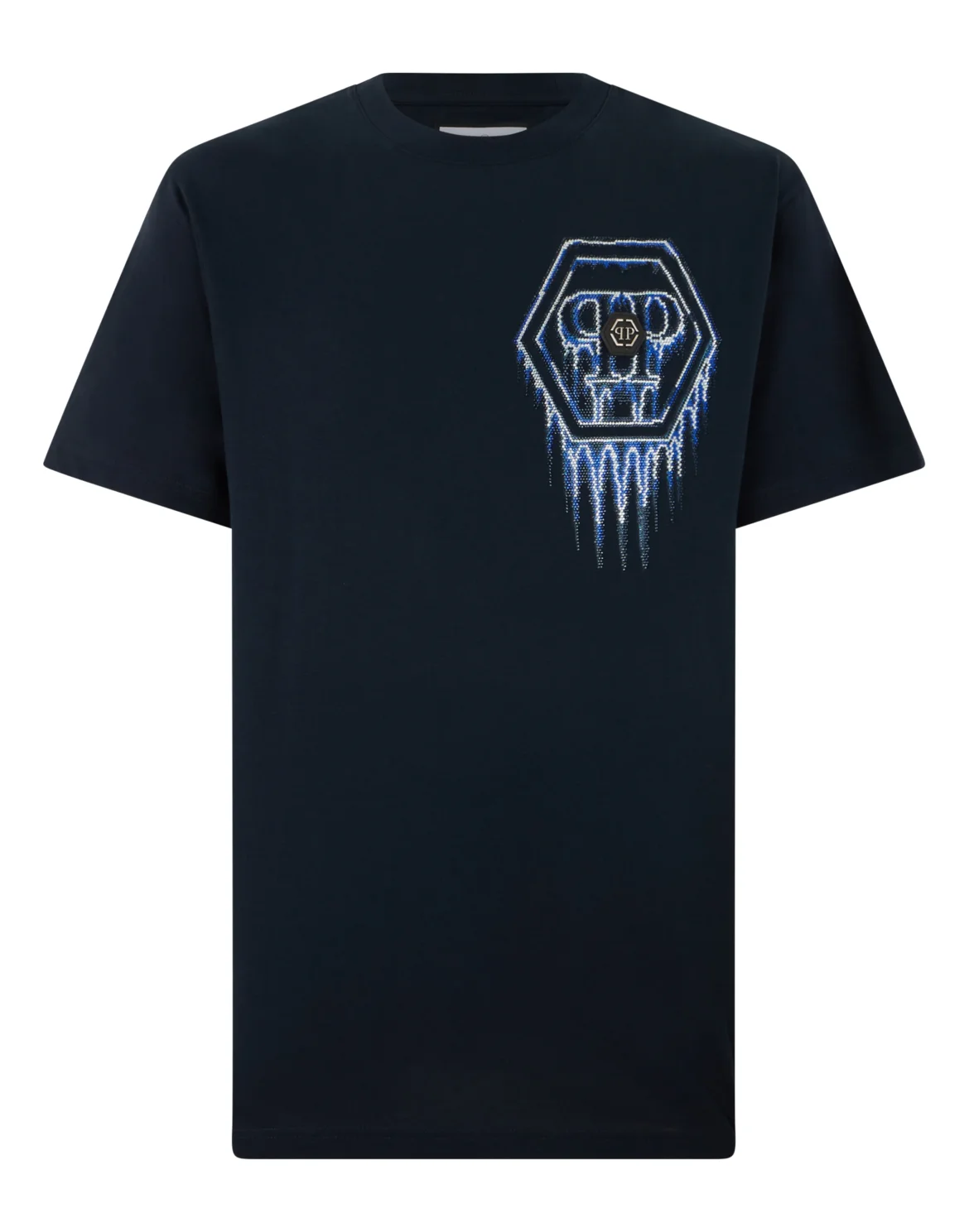 Round Neck T-Shirt Neon Space Hexagon, цвет: Синий