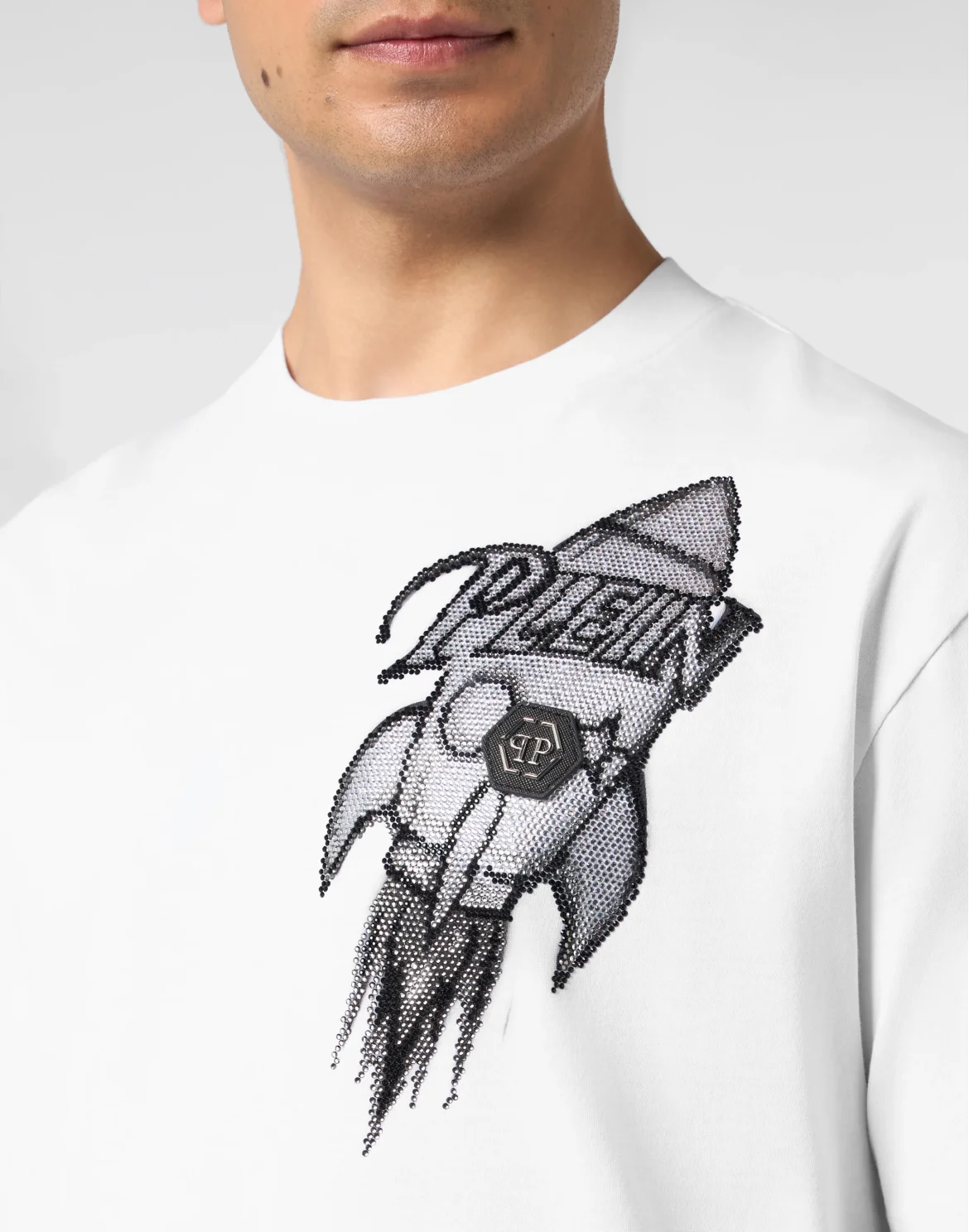 Round Neck T-Shirt Neon Space Rocket, цвет: Белый