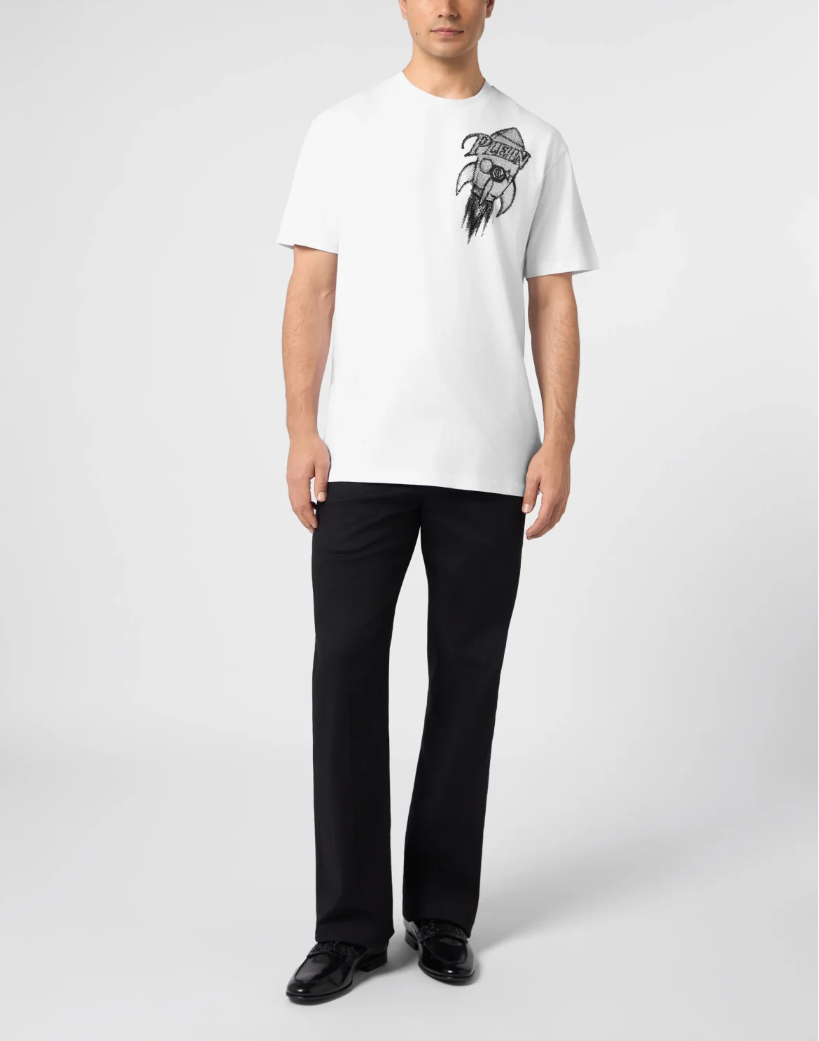 Round Neck T-Shirt Neon Space Rocket, цвет: Белый