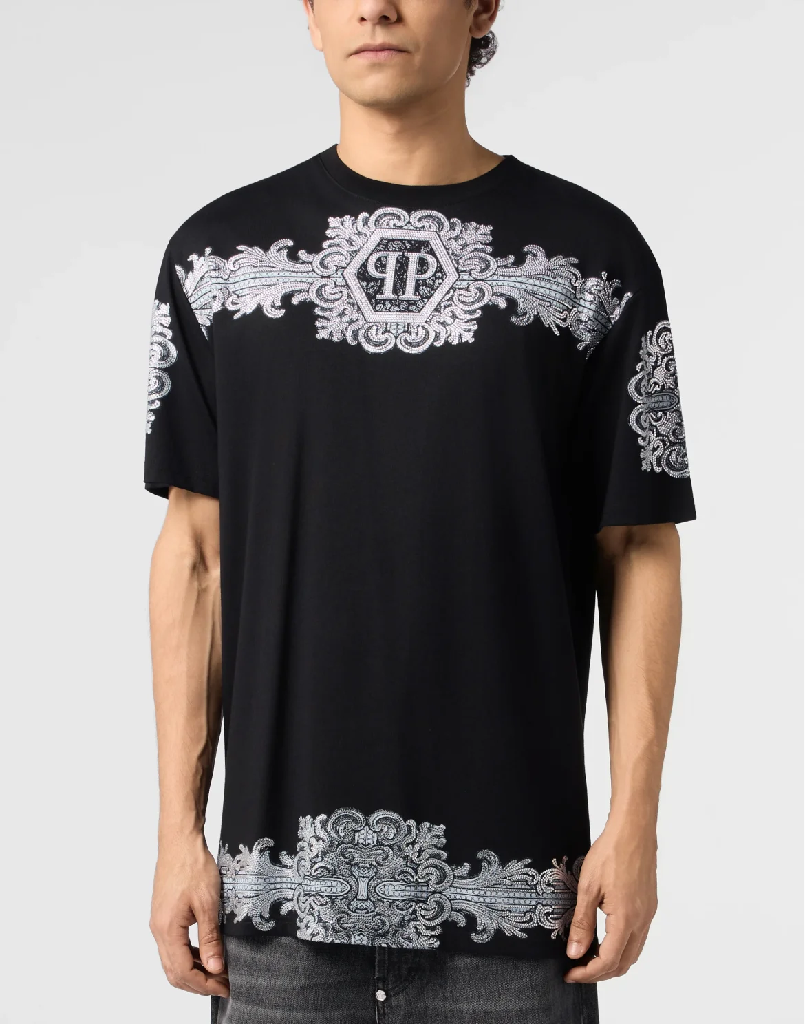 Round Neck T-Shirt Baroque Stones, цвет: Черный