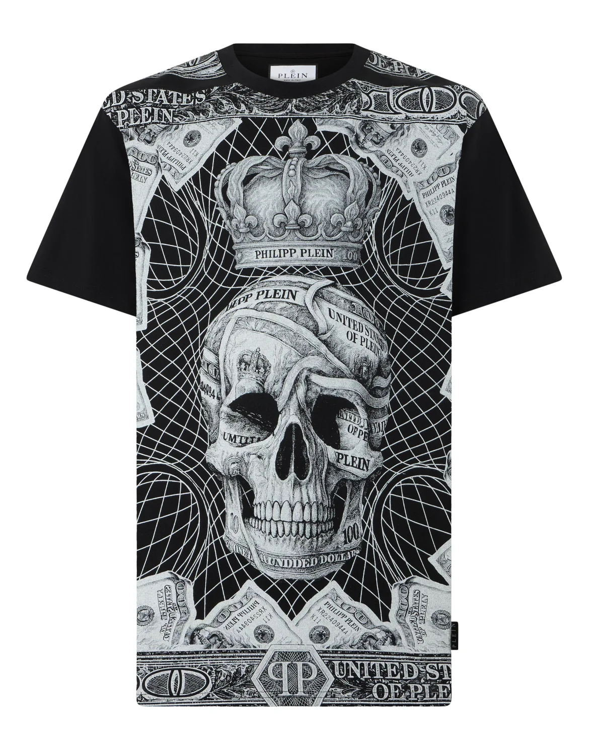 Round Neck T-Shirt Dollar Skull, цвет: Черный