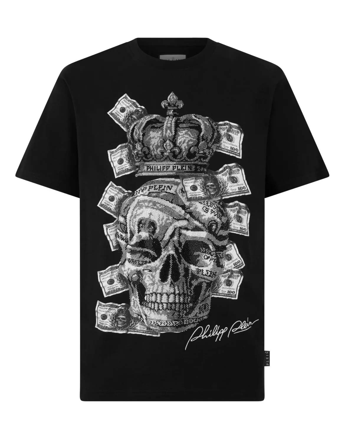 Round Neck T-Shirt Dollar Skull Stones, цвет: Черный