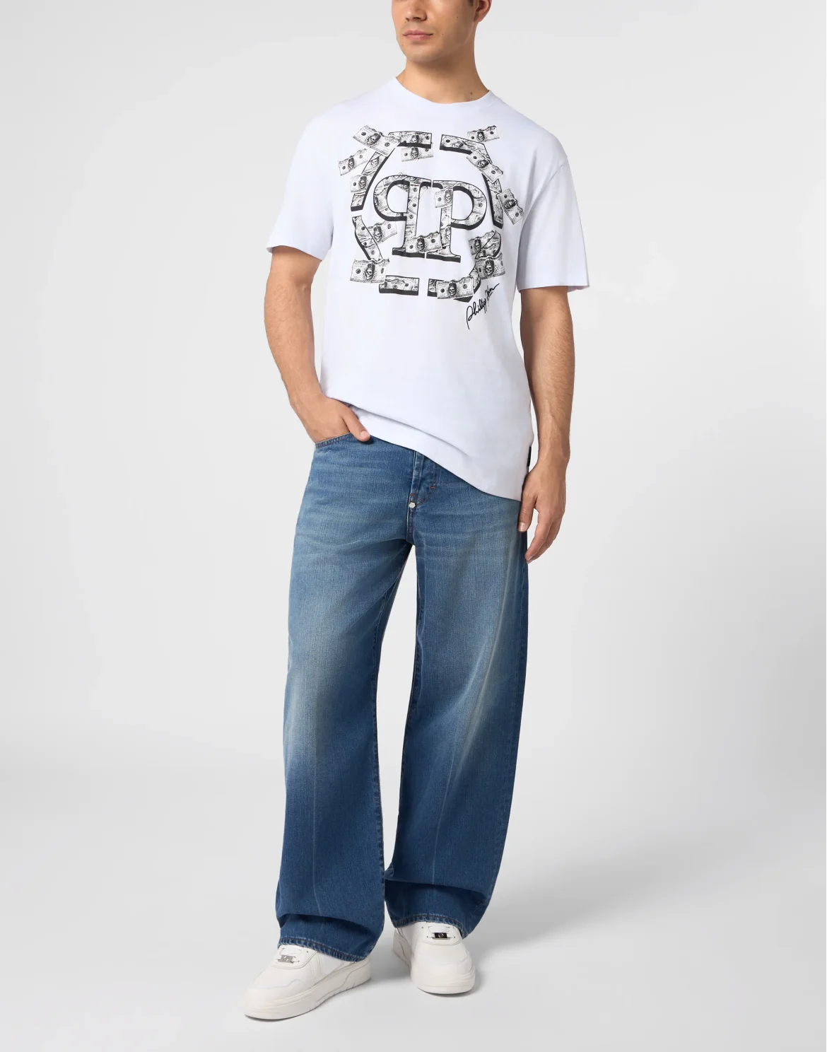 Round Neck T-Shirt Dollar Hexagon, цвет: Белый