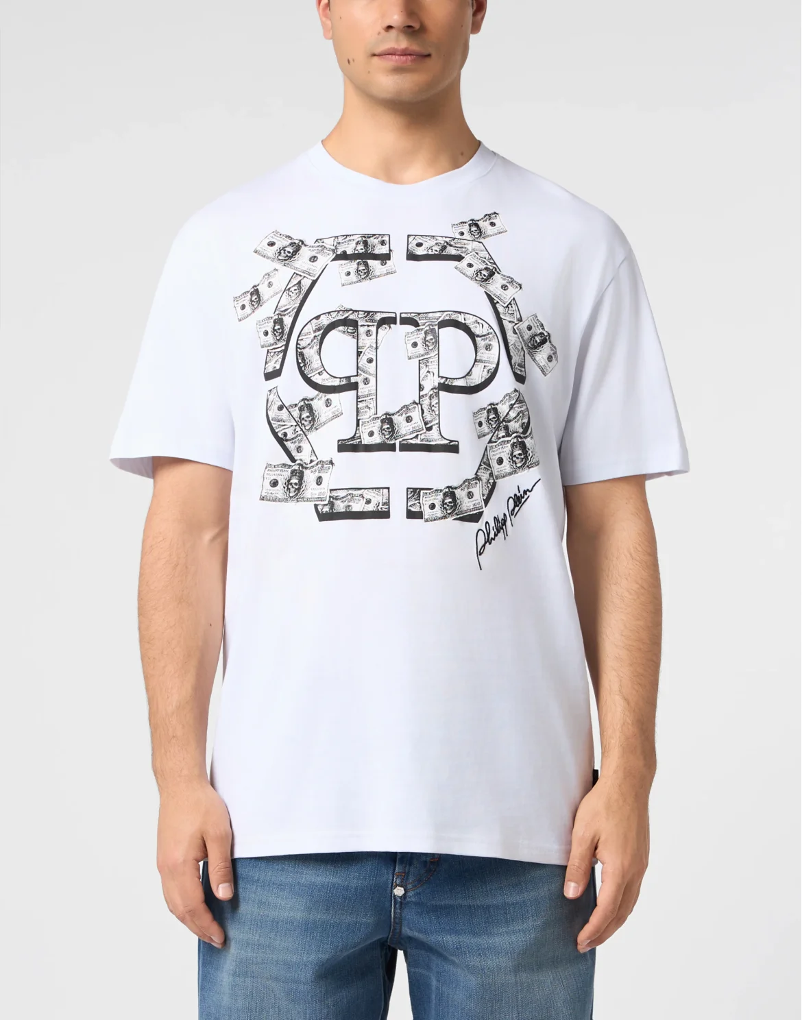 Round Neck T-Shirt Dollar Hexagon, цвет: Белый