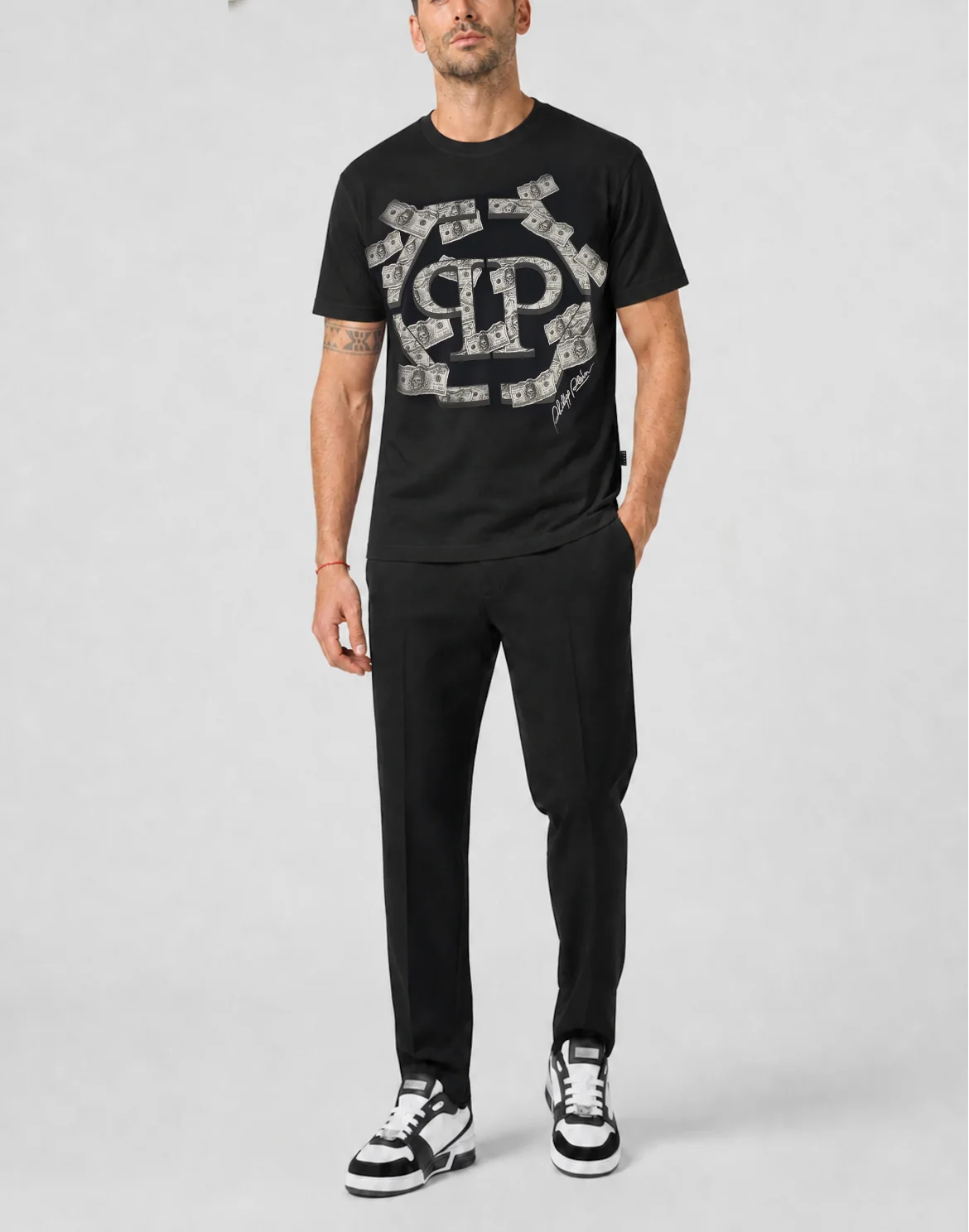 Round Neck T-Shirt Dollar Hexagon, цвет: Черный