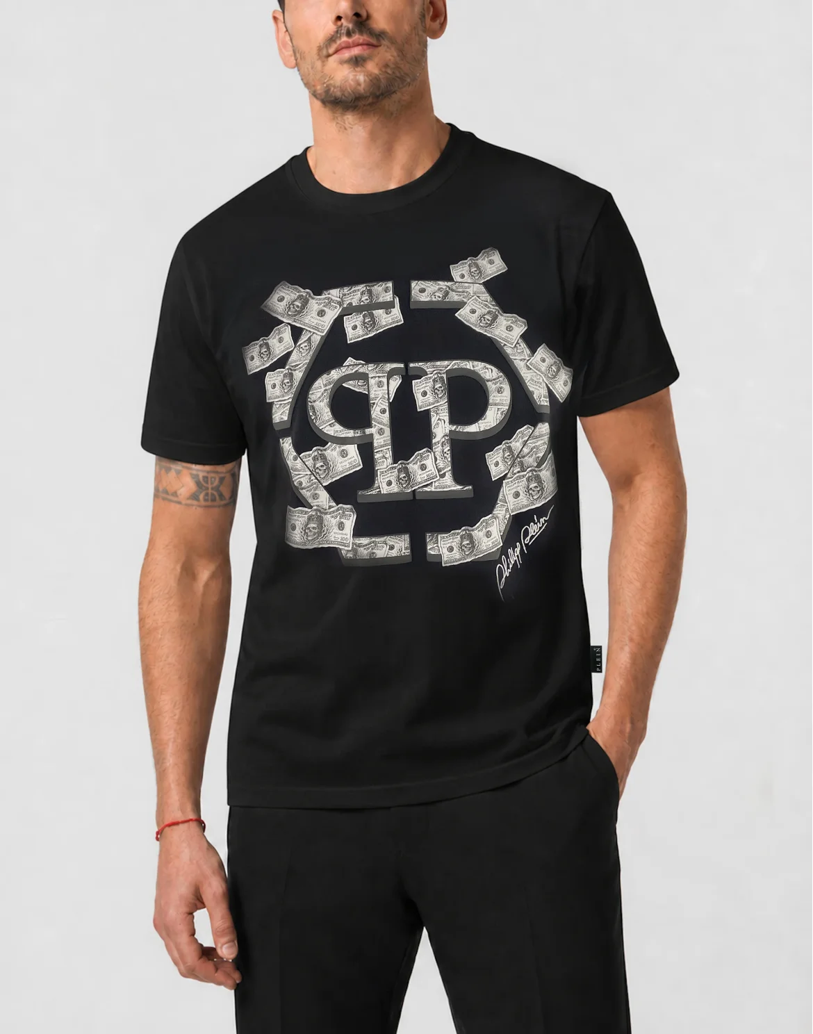 Round Neck T-Shirt Dollar Hexagon, цвет: Черный