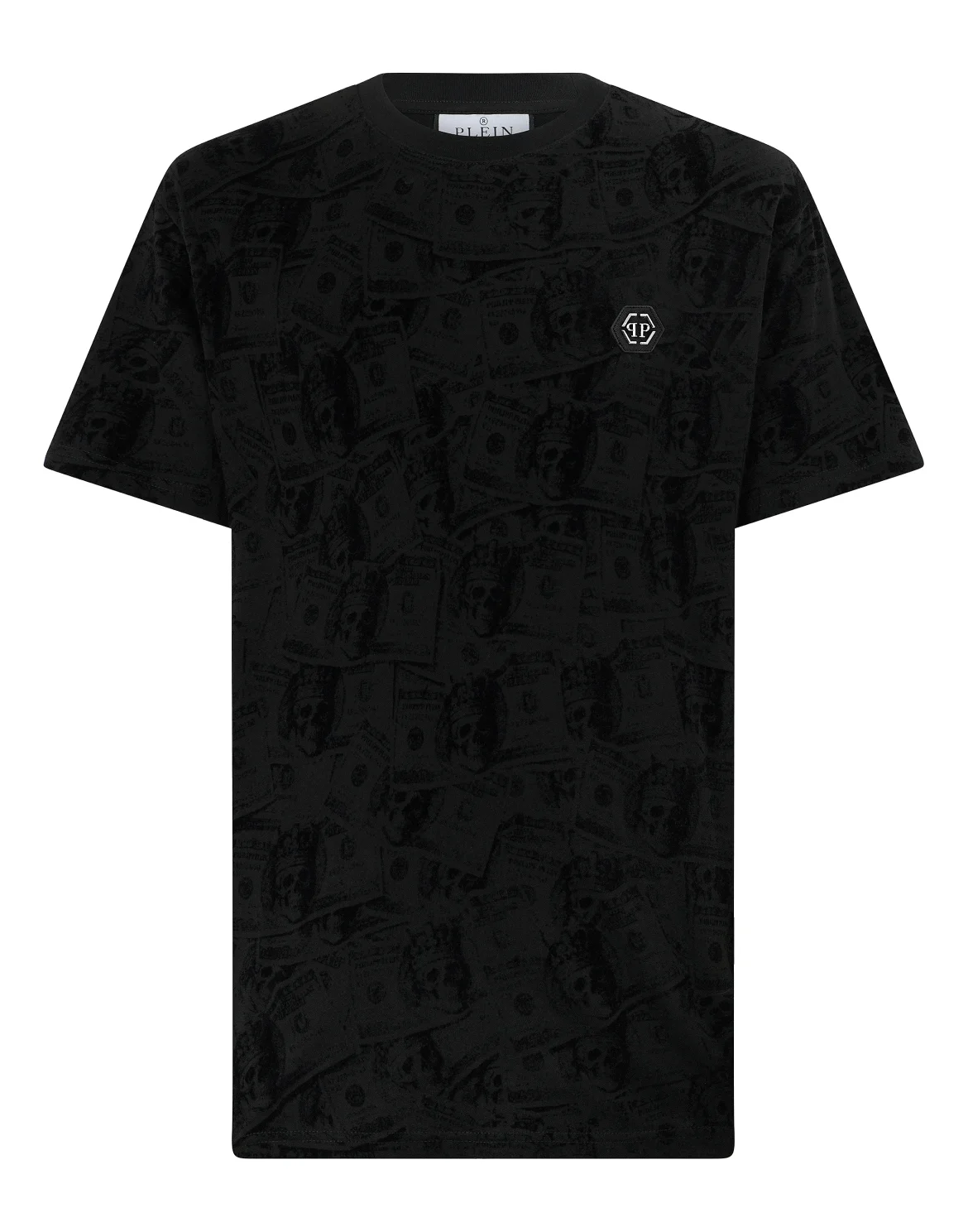 Round Neck T-Shirt All-Over Dollar, цвет: Черный