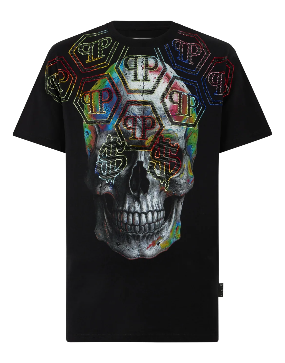 Round Neck T-Shirt Multicolor Skull Monogram, цвет: Черный