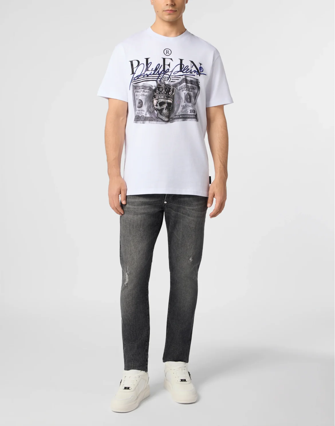 Round Neck T-Shirt Dollar Signature, цвет: Белый