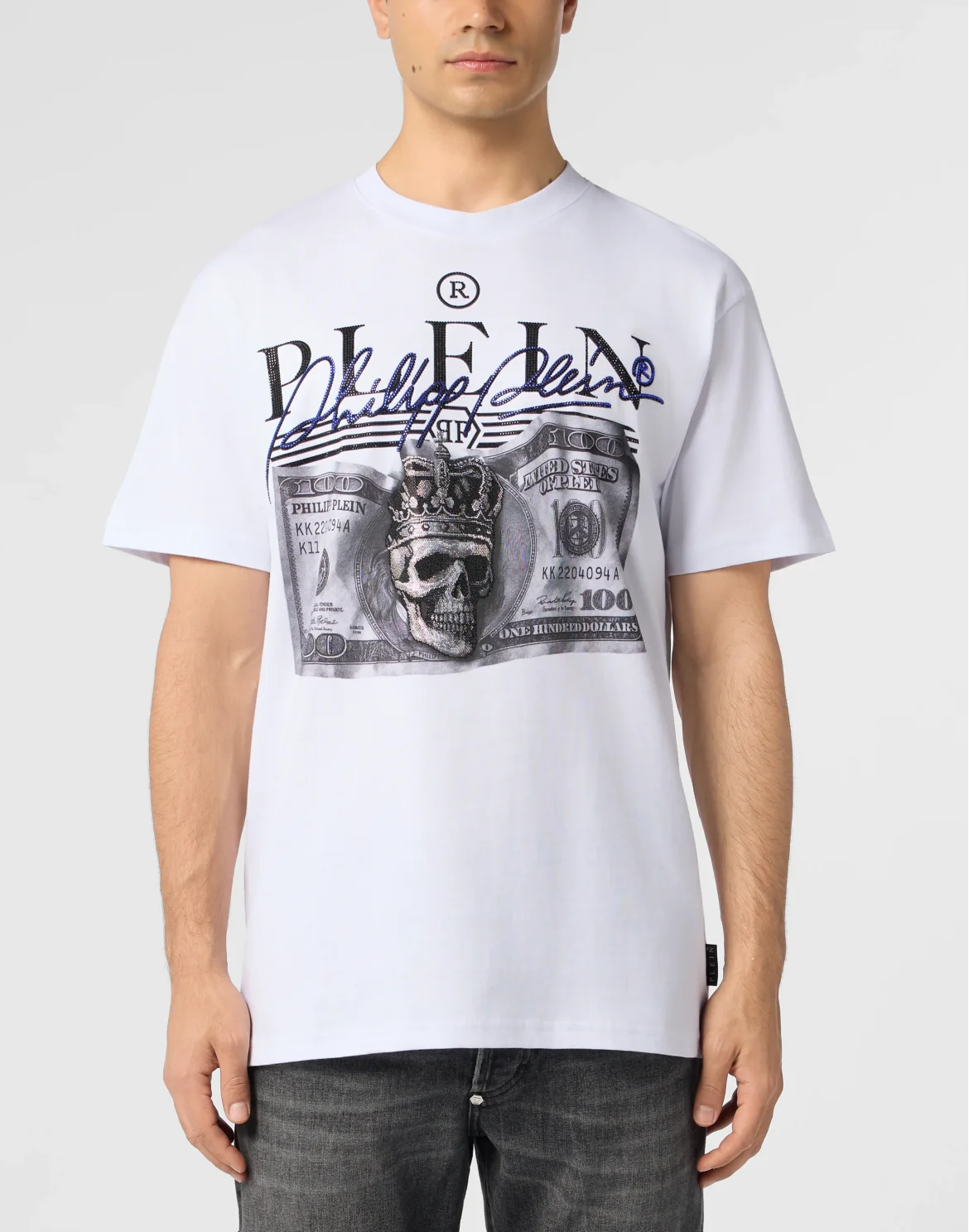 Round Neck T-Shirt Dollar Signature, цвет: Белый