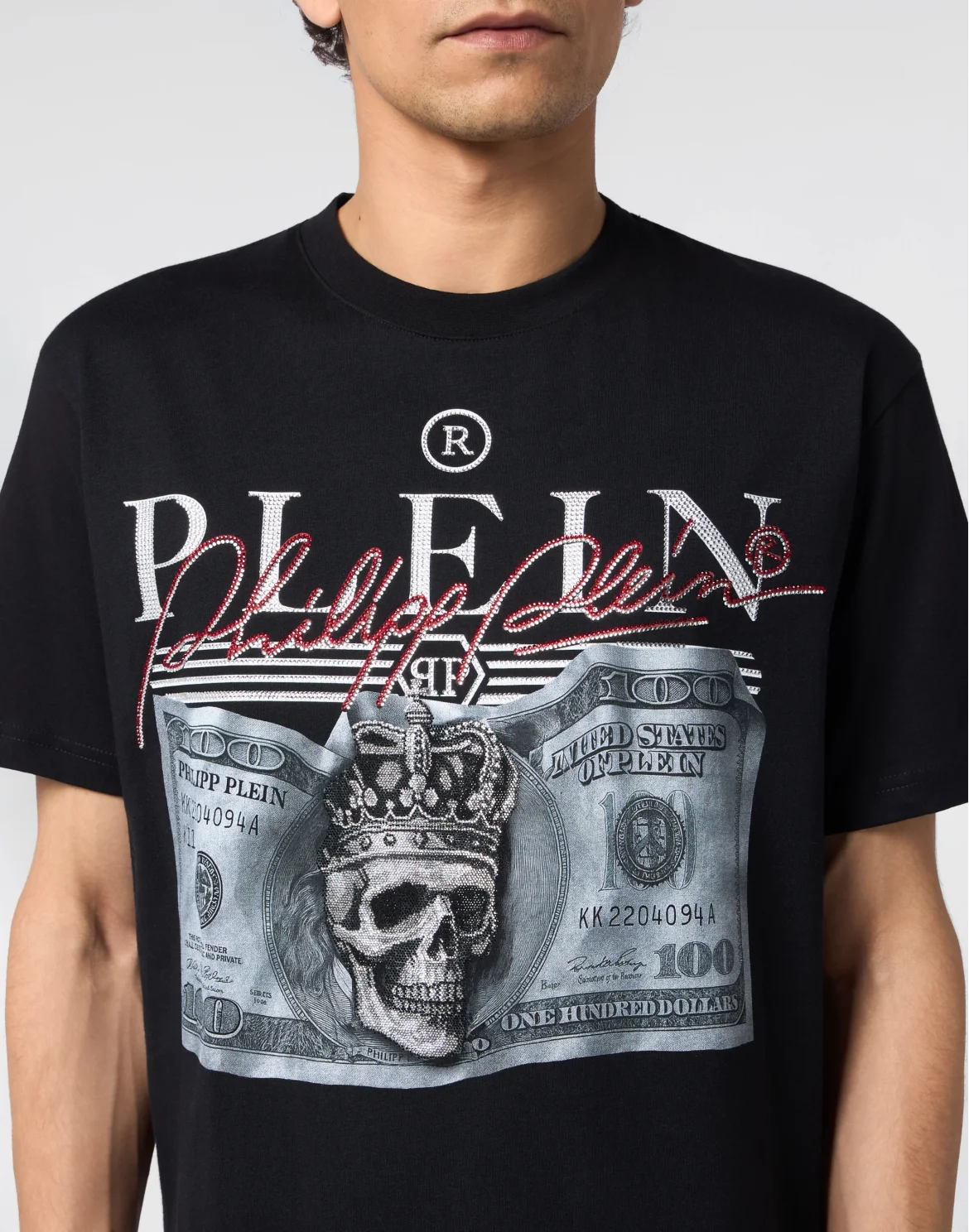Round Neck T-Shirt Dollar Signature, цвет: Черный