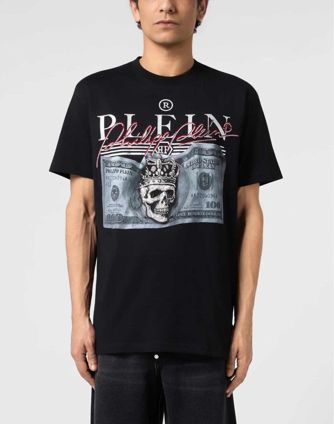 Round Neck T-Shirt Dollar Signature, цвет: Черный