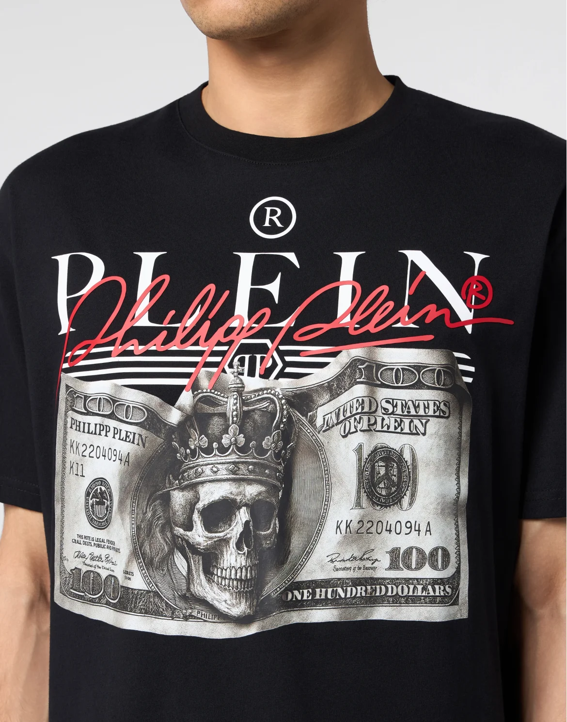 Round Neck T-Shirt Dollar Signature, цвет: Черный