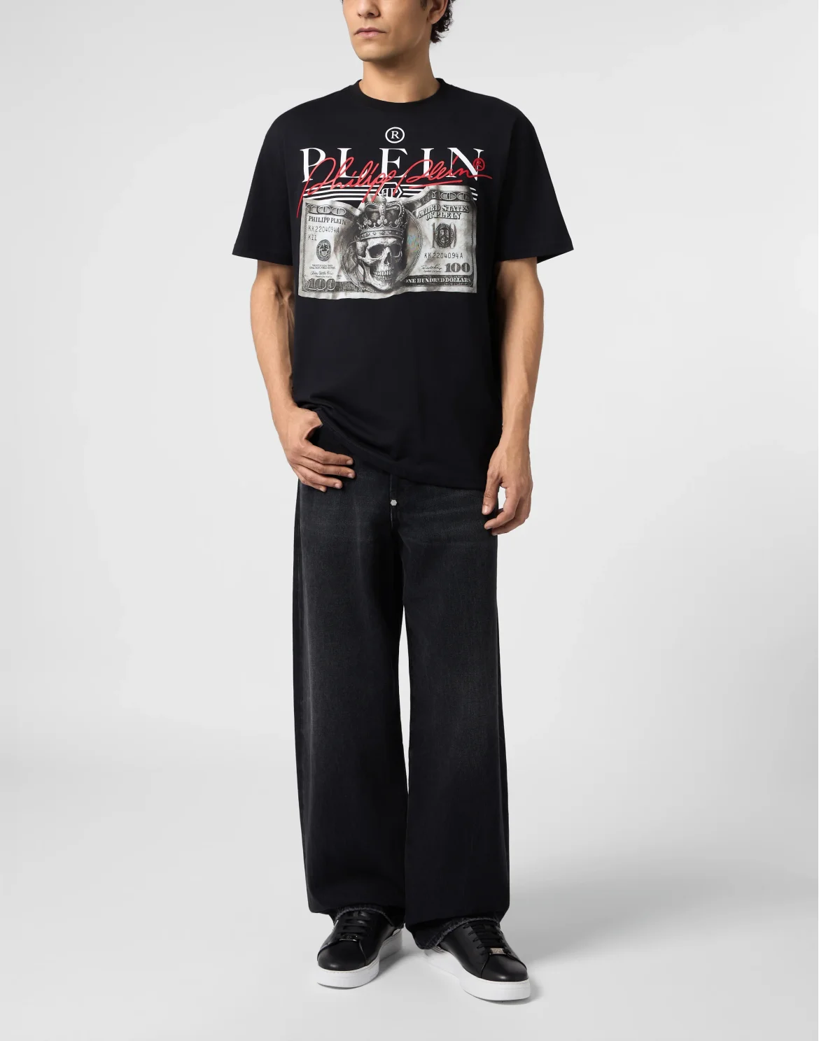 Round Neck T-Shirt Dollar Signature, цвет: Черный