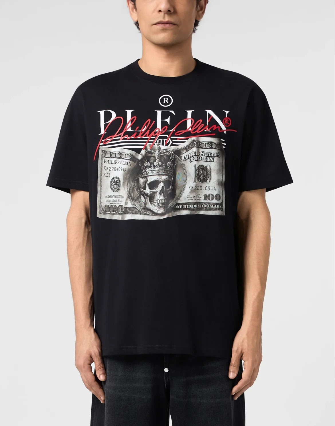 Round Neck T-Shirt Dollar Signature, цвет: Черный