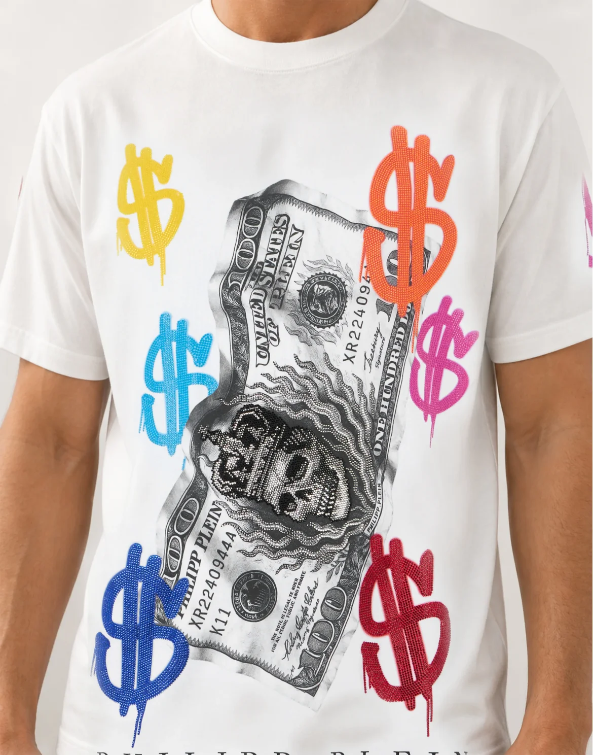 Round Neck T-Shirt Dollar Logo, цвет: Белый