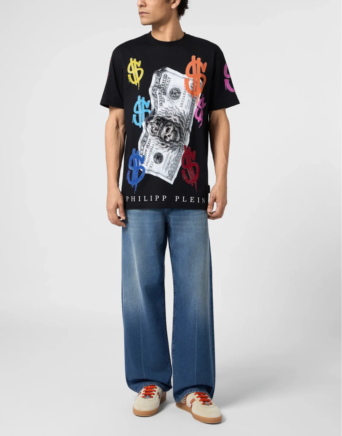 Round Neck T-Shirt Dollar Logo, цвет: Черный