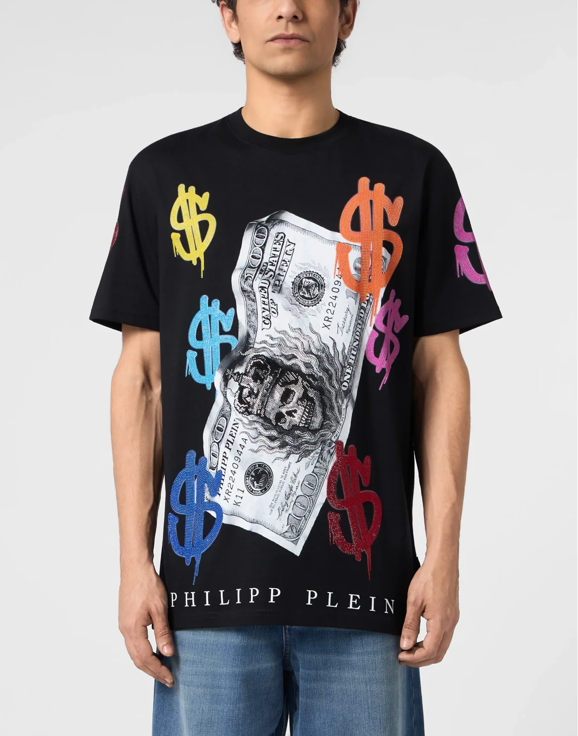Round Neck T-Shirt Dollar Logo, цвет: Черный