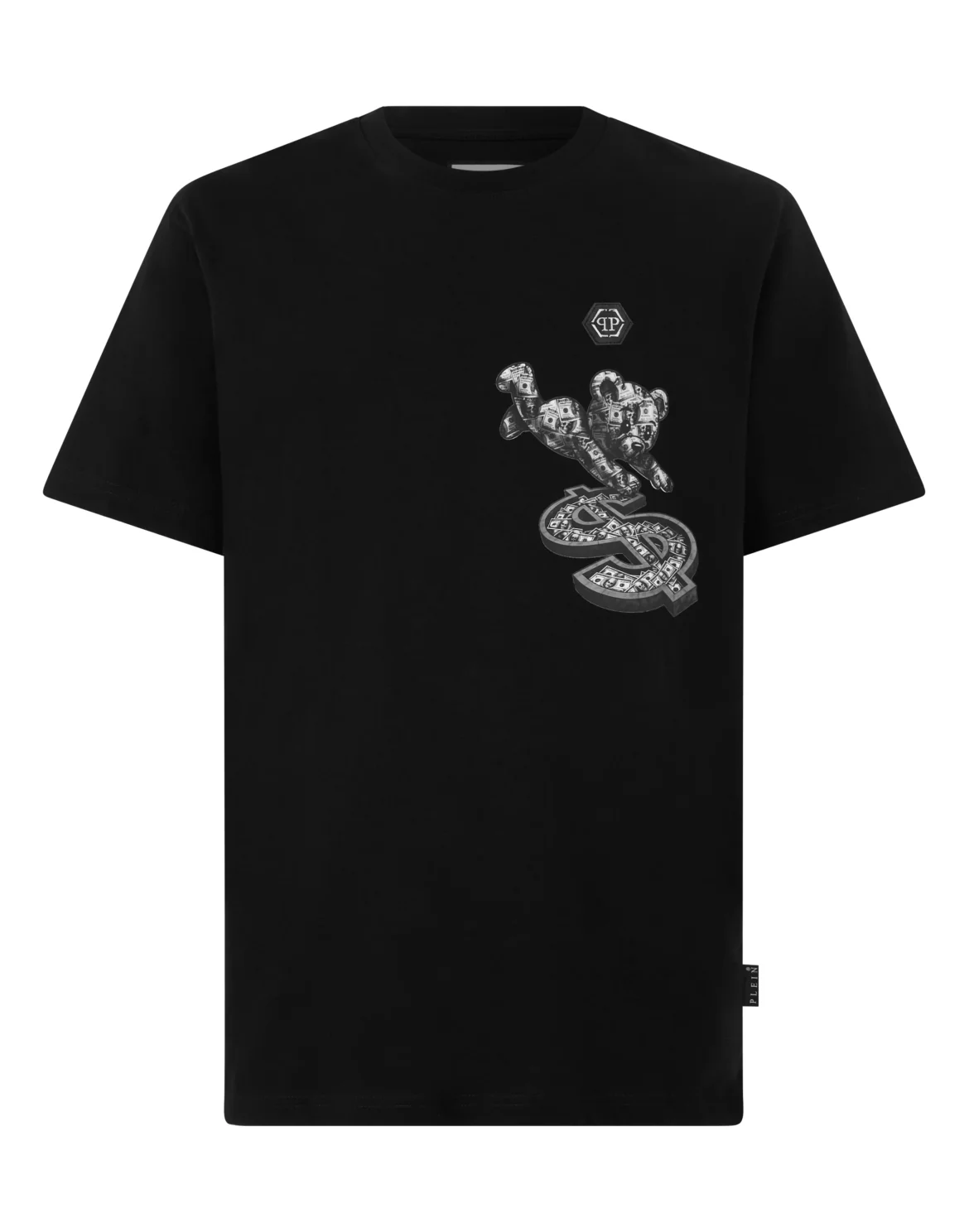 Round Neck T-Shirt Teddy Dollar Patch, цвет: Черный