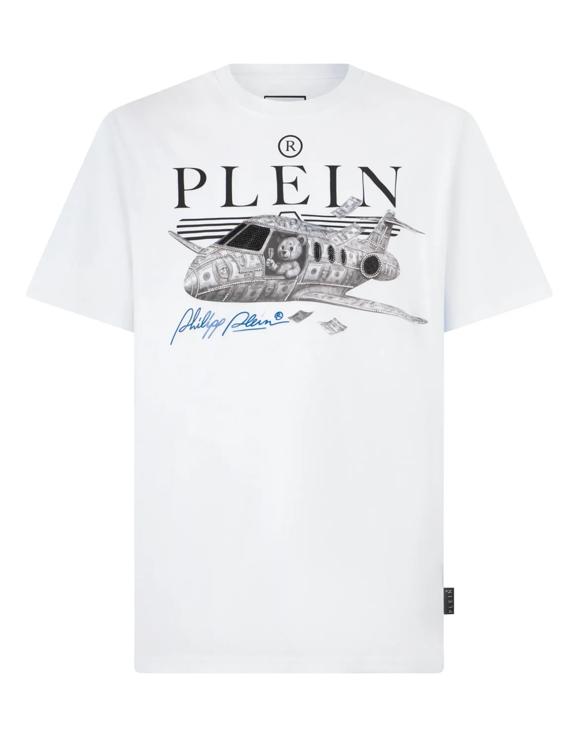 Round Neck T-Shirt Teddy Plane Stones, цвет: Белый
