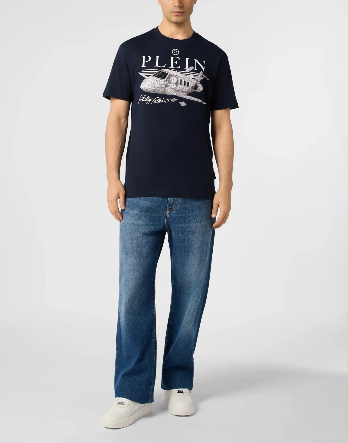 Round Neck T-Shirt Teddy Plane Stones, цвет: Синий