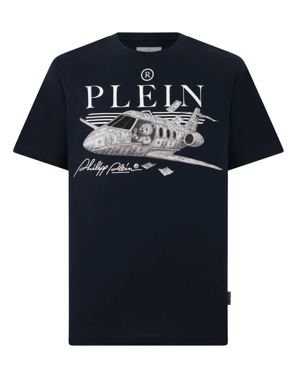 Round Neck T-Shirt Teddy Plane Stones, цвет: Синий