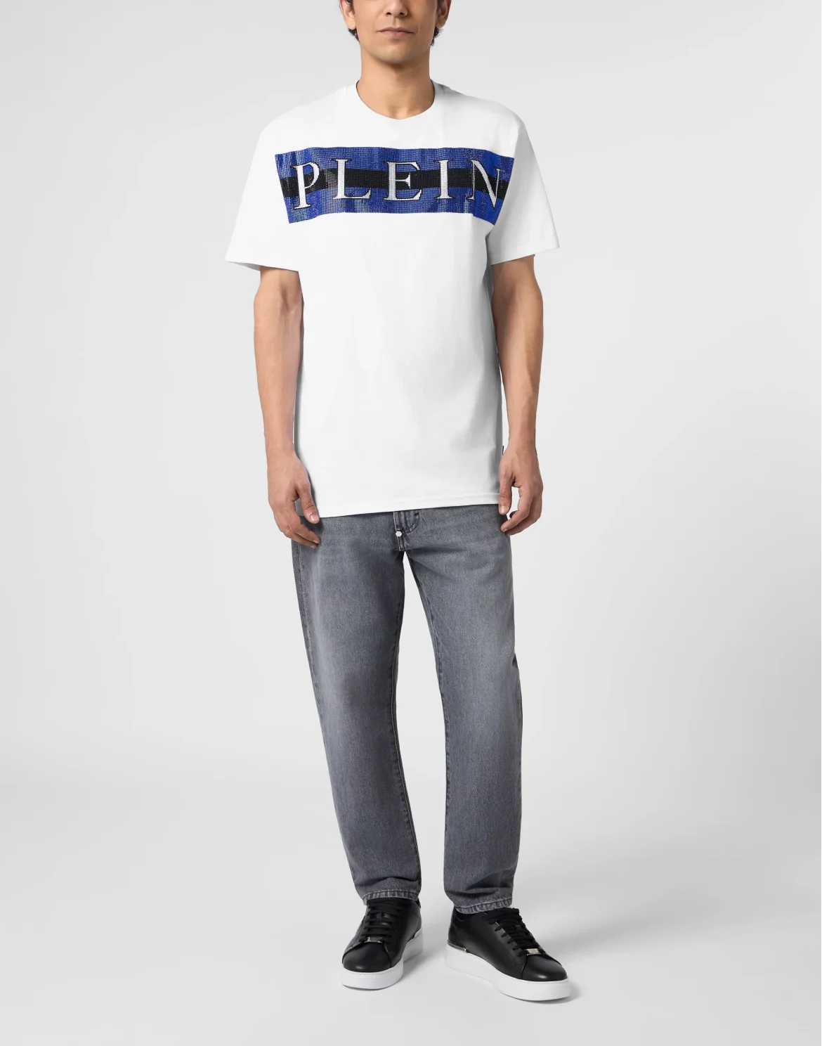 Round Neck T-Shirt Stripe Logo Stones, цвет: Белый