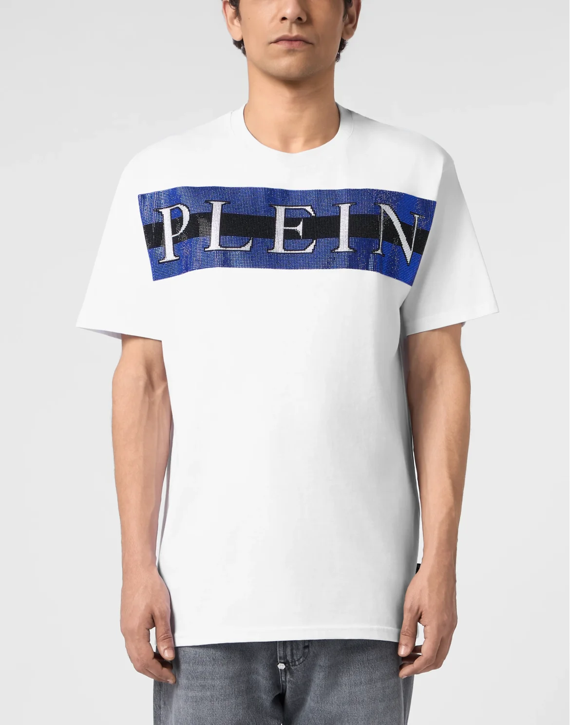 Round Neck T-Shirt Stripe Logo Stones, цвет: Белый