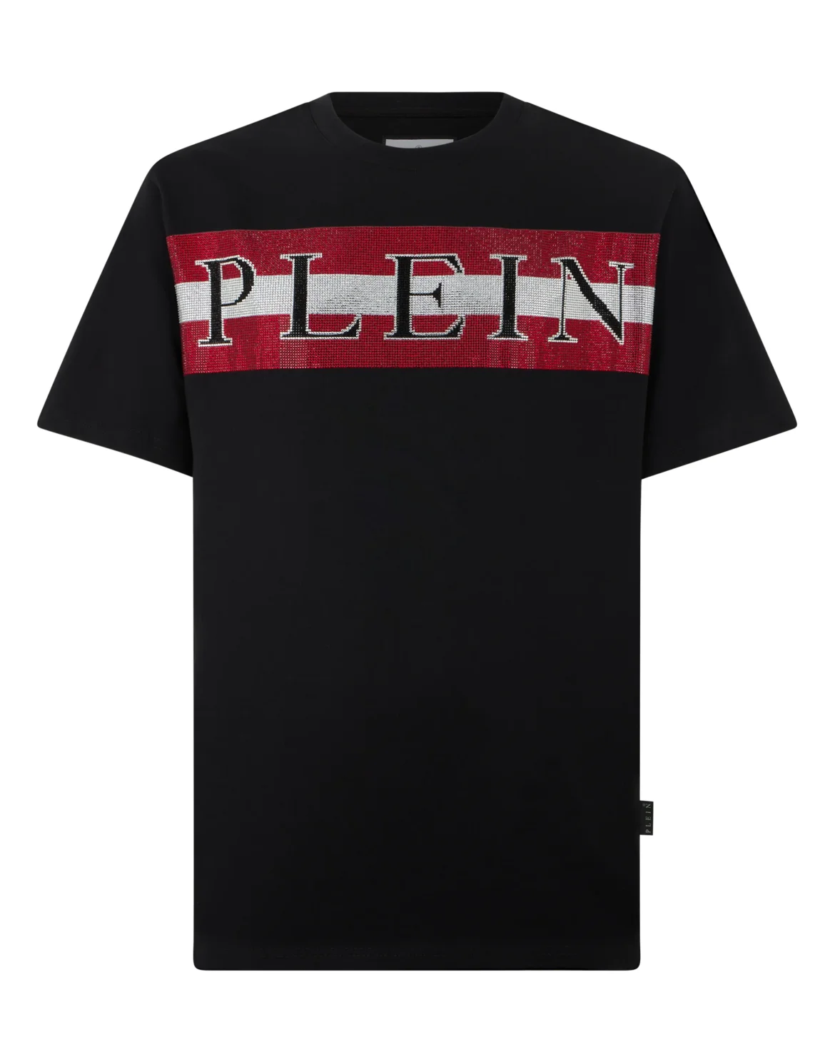 Round Neck T-Shirt Stripe Logo Stones, цвет: Черный