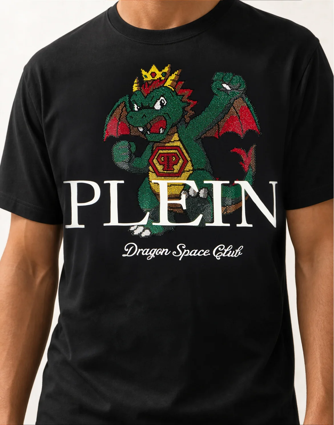 Round Neck T-Shirt Plein Dragon Stones, цвет: Черный
