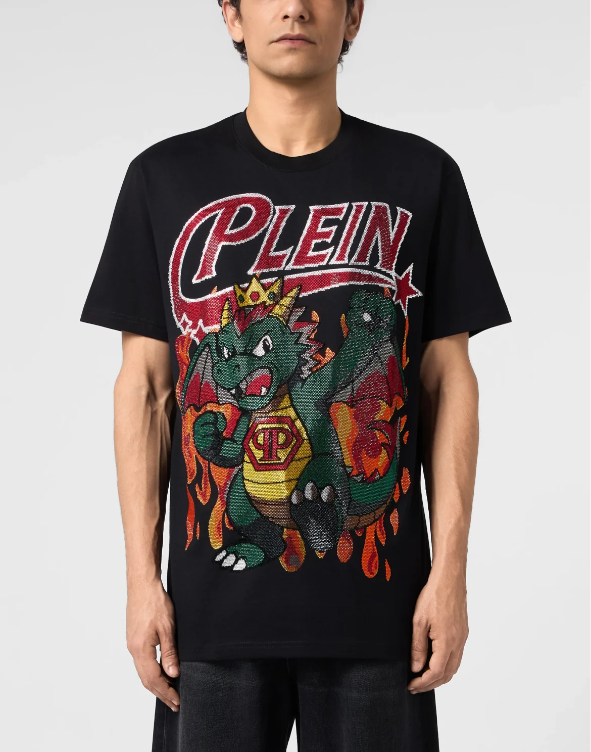 Round Neck T-Shirt Big Dragon Stones, цвет: Черный