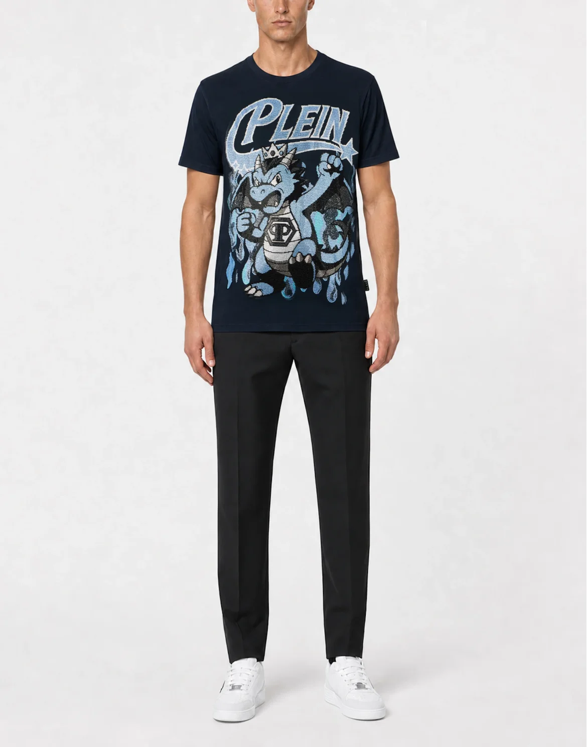Round Neck T-Shirt Big Dragon Stones, цвет: Синий