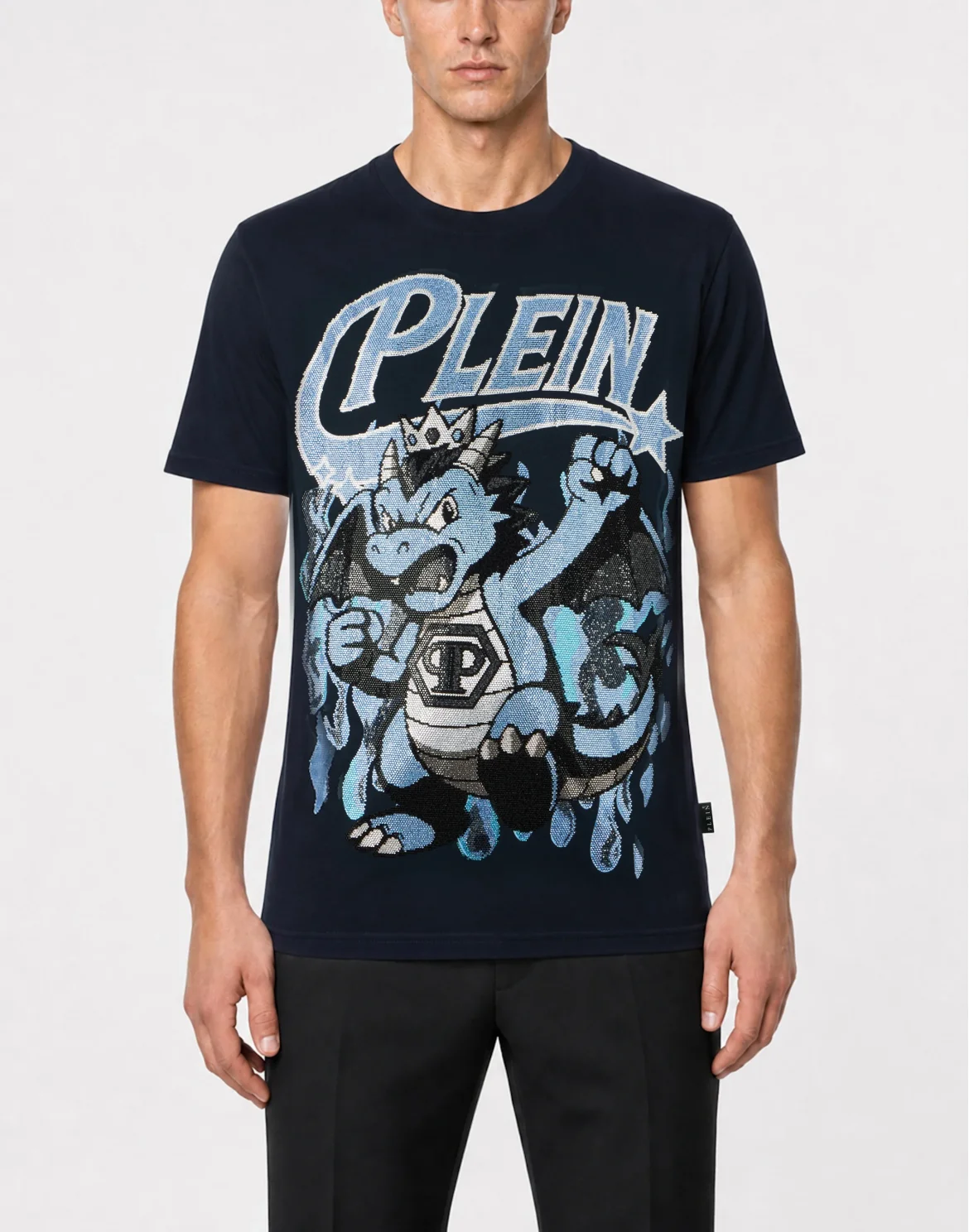 Round Neck T-Shirt Big Dragon Stones, цвет: Синий