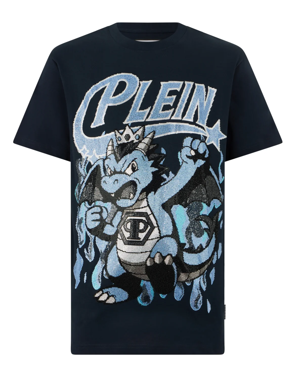 Round Neck T-Shirt Big Dragon Stones, цвет: Синий