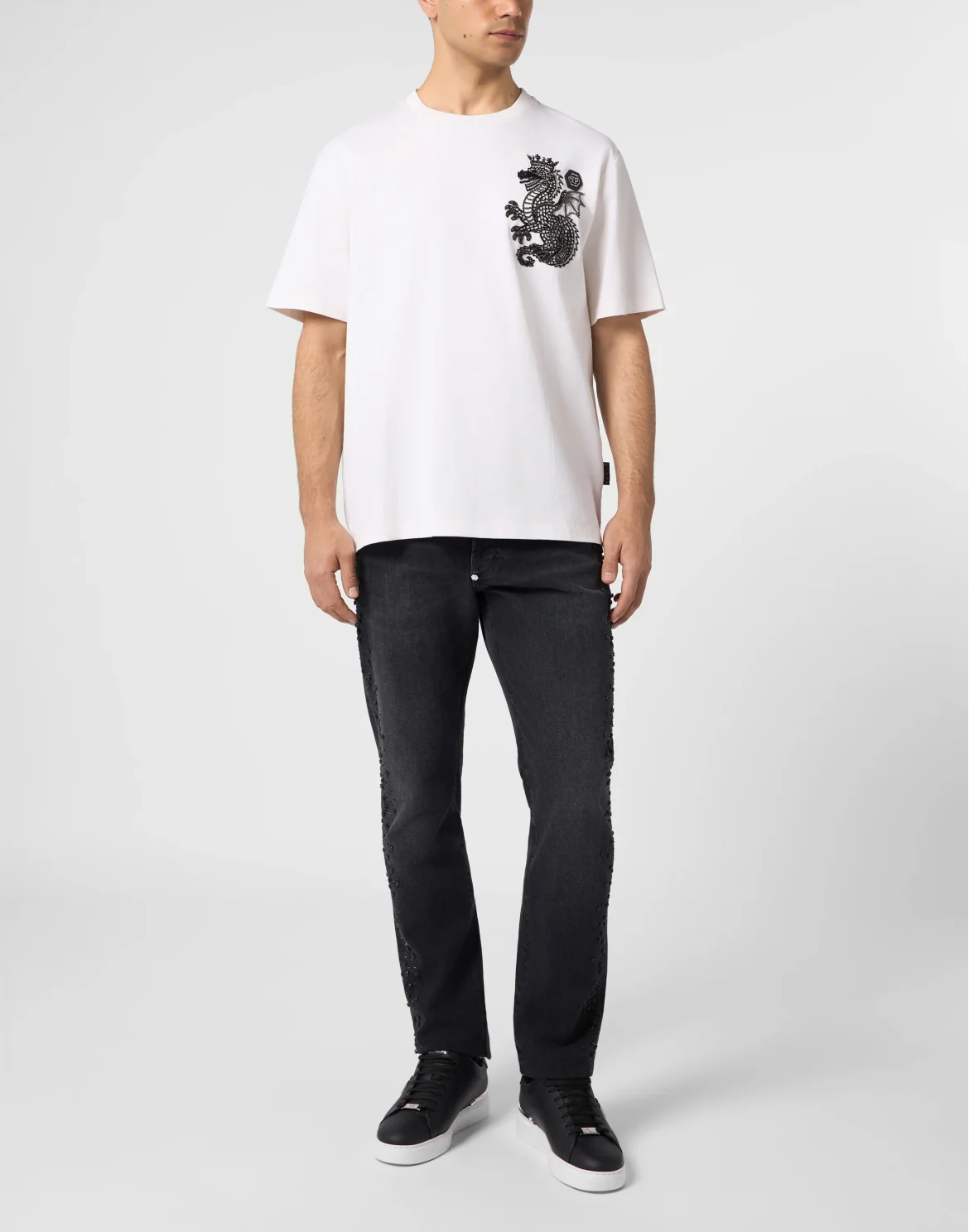 Round Neck T-Shirt Dragon, цвет: Бежевый