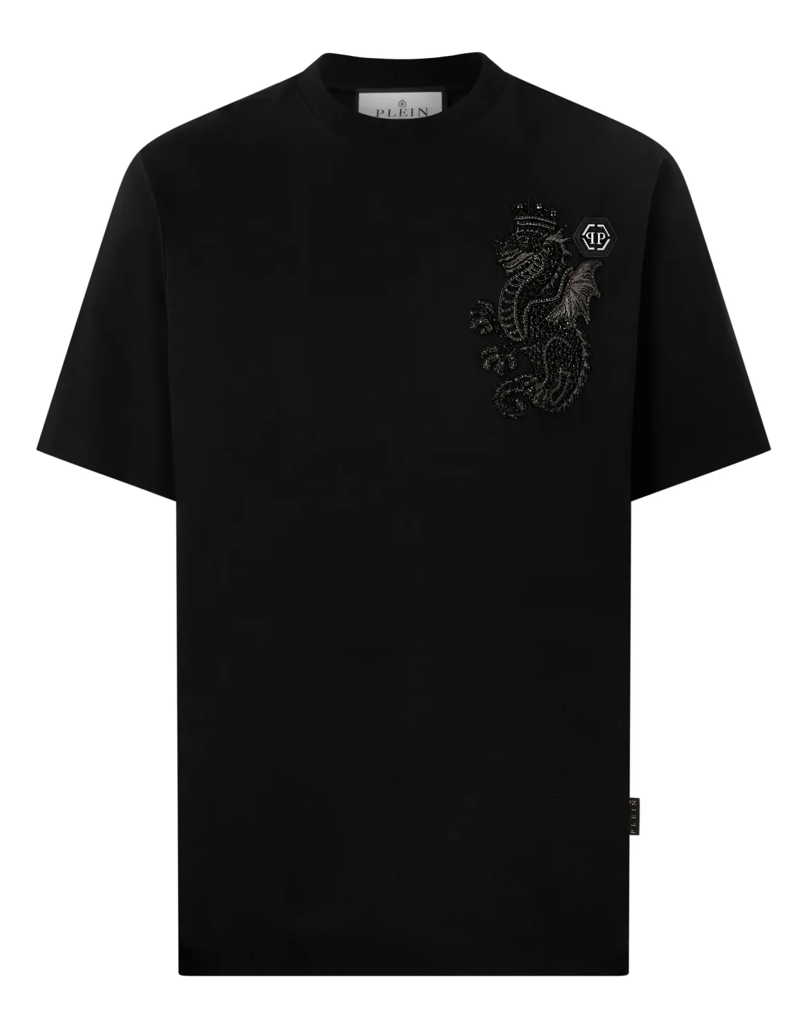 Round Neck T-Shirt Dragon, цвет: Черный