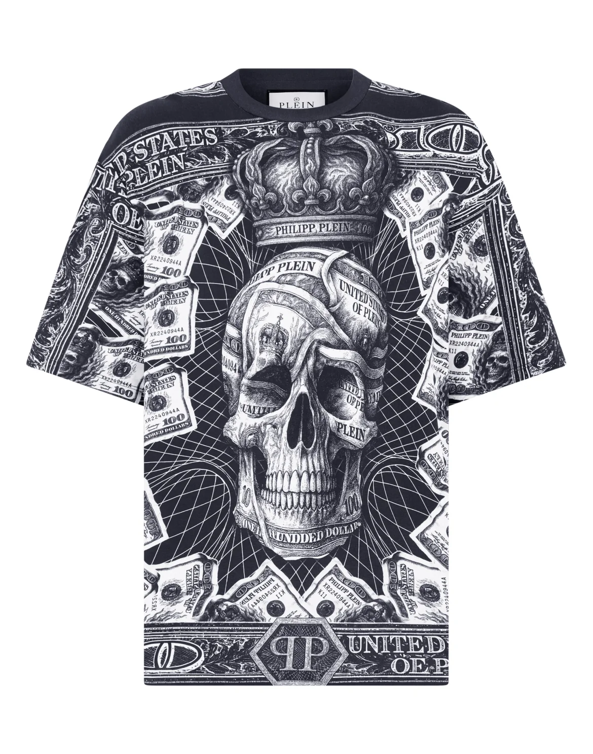 Oversize Fit T-Shirt Skull Dollar, цвет: Черный