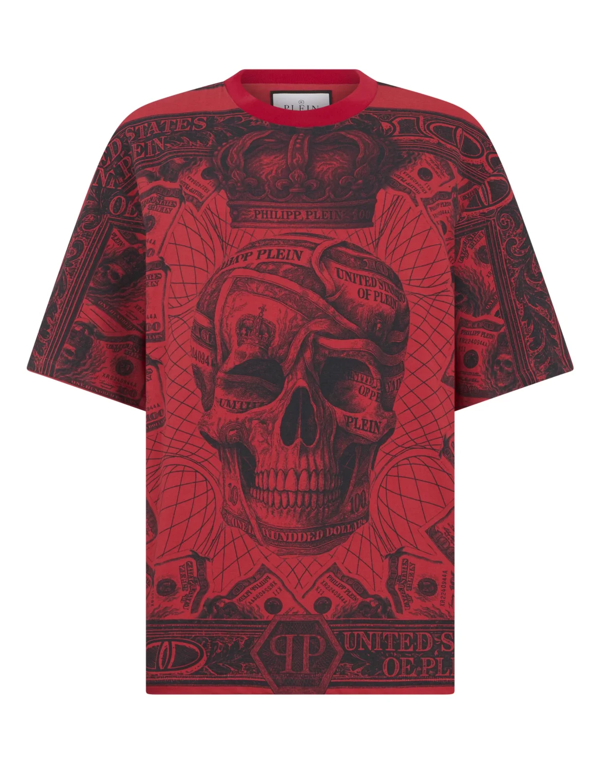 Oversize Fit T-Shirt Skull Dollar, цвет: Красный