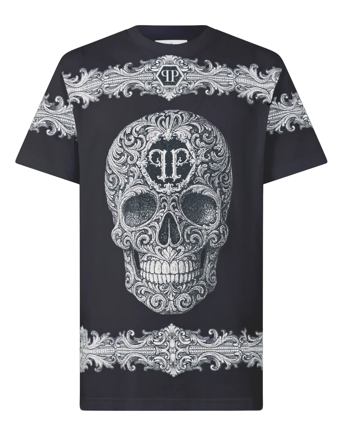 Oversize Fit T-Shirt Baroque Skull, цвет: Черный