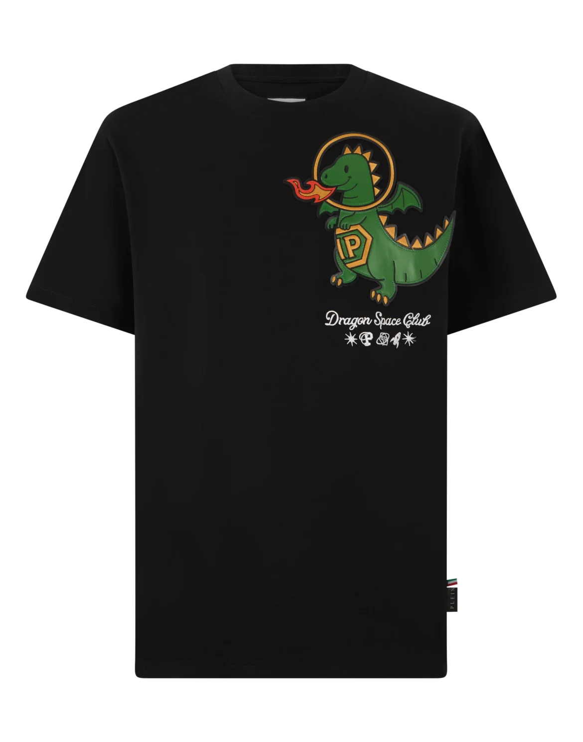 Round Neck T-Shirt Dragon Patch, цвет: Черный