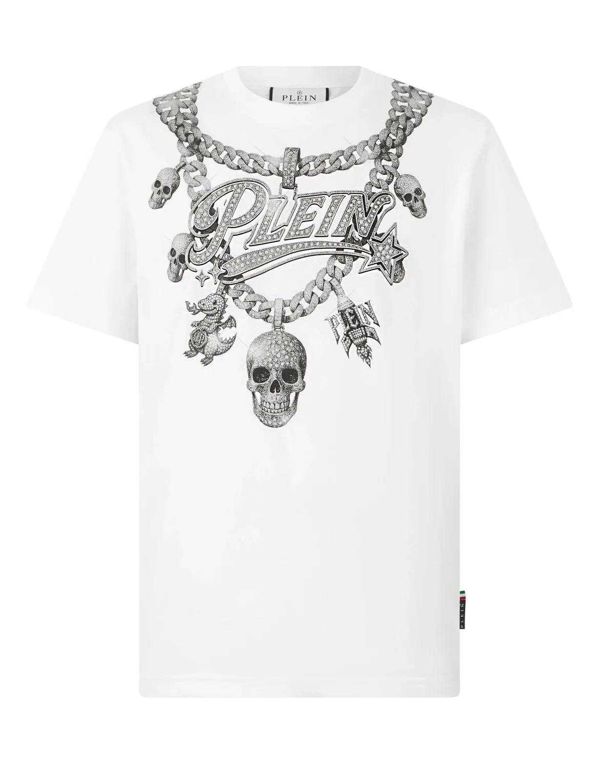 Round Neck T-Shirt Chains Print, цвет: Белый