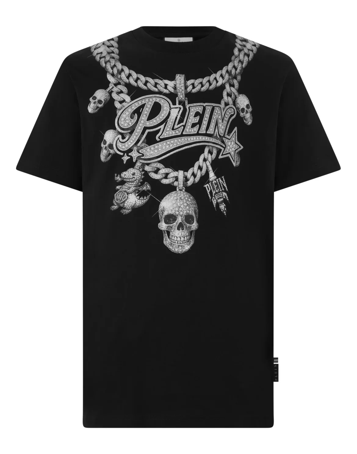 Round Neck T-Shirt Chains Print, цвет: Черный