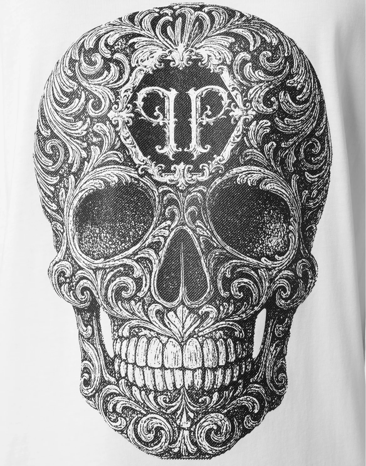 Round Neck T-Shirt Baroque Skull, цвет: Белый