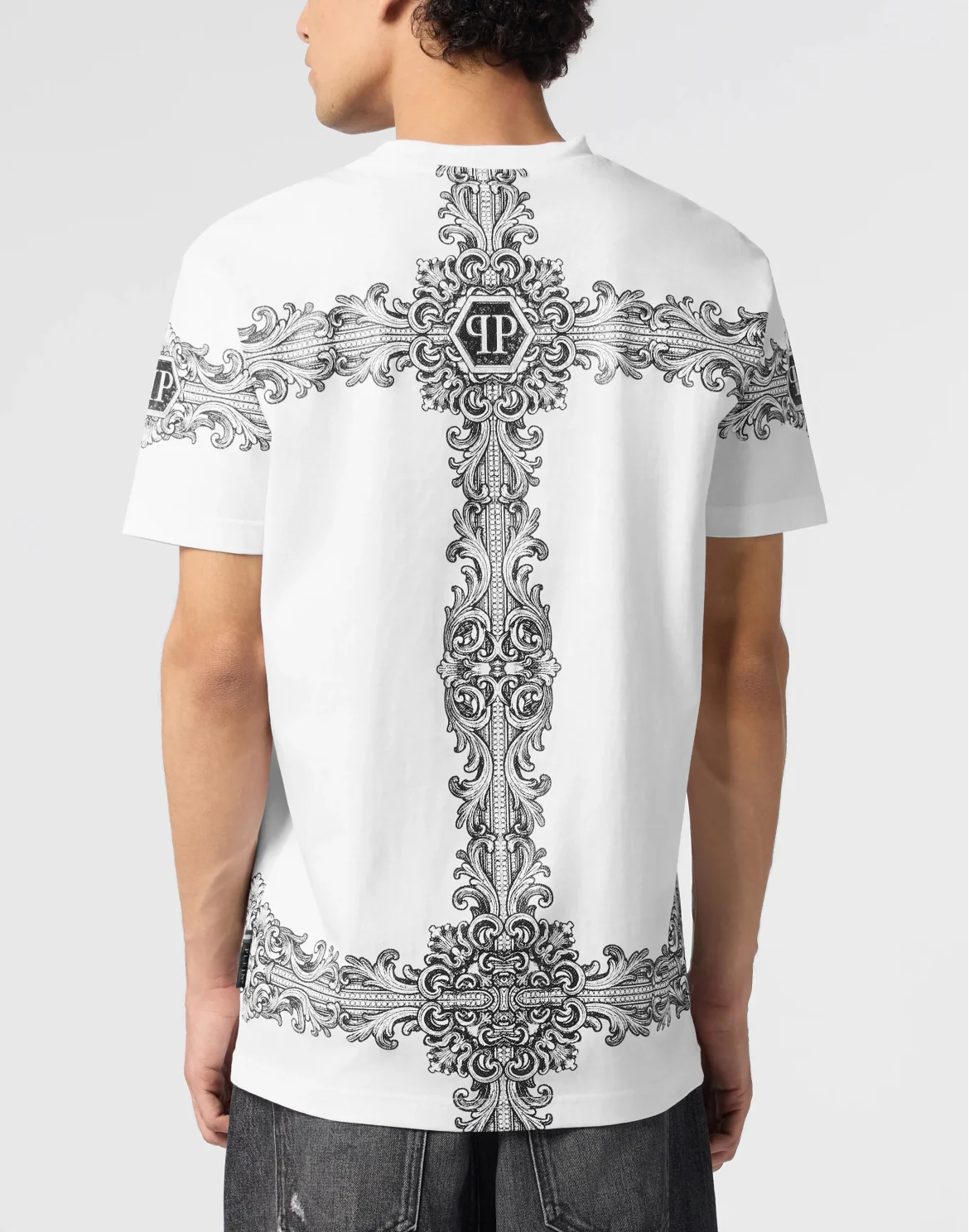 Round Neck T-Shirt Baroque Skull, цвет: Белый