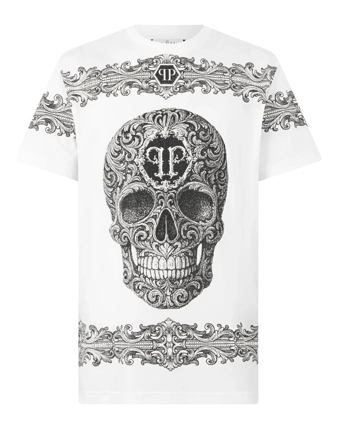 Round Neck T-Shirt Baroque Skull, цвет: Белый