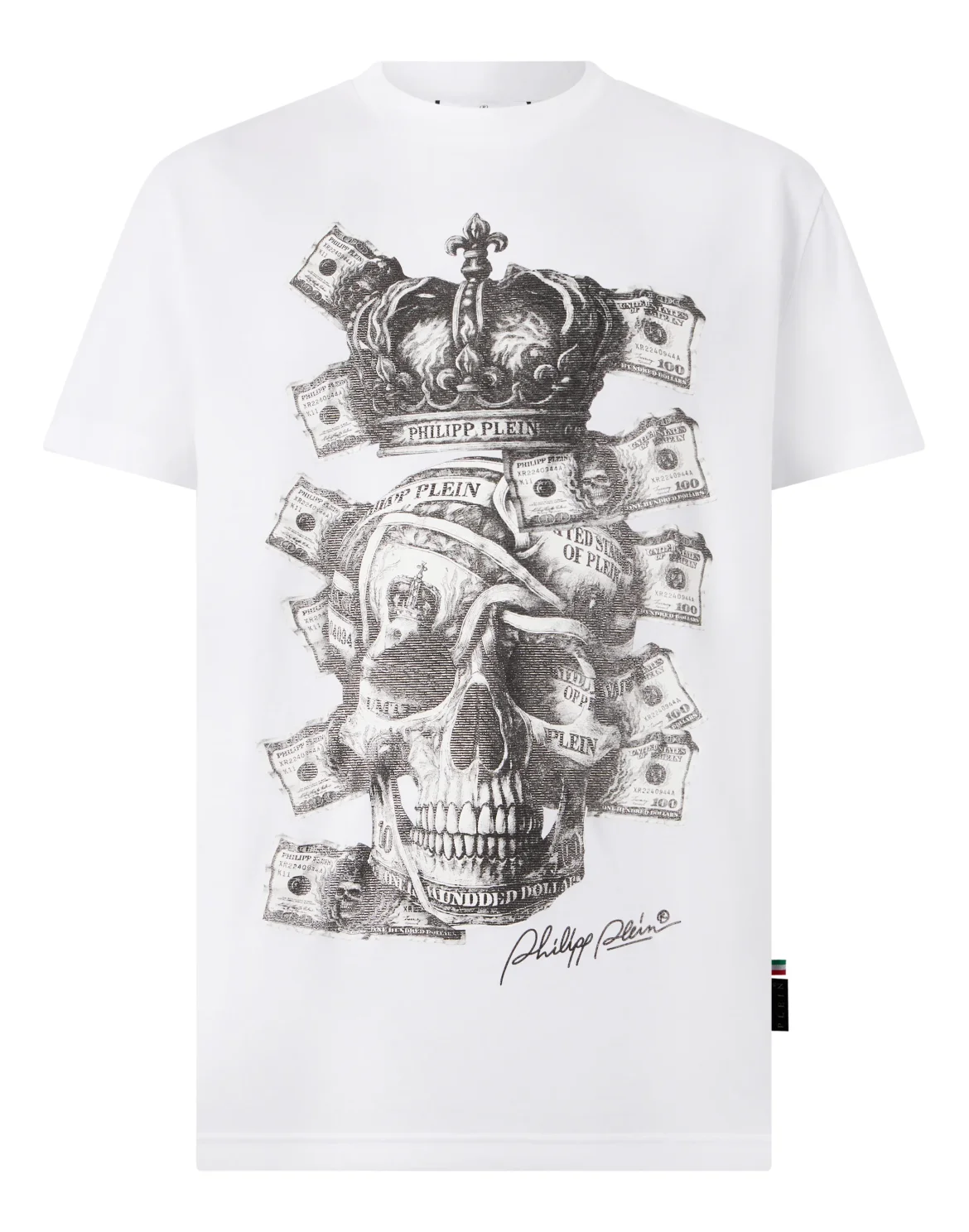 Round Neck T-Shirt Skull Dollars, цвет: Белый
