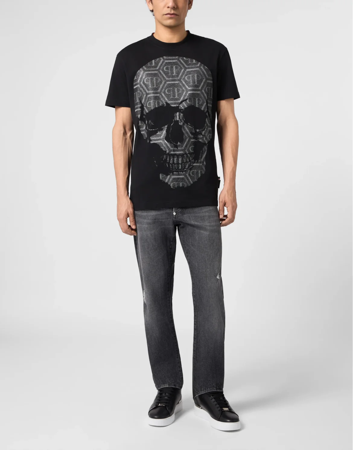 Round Neck T-Shirt Skull Monogram, цвет: Черный