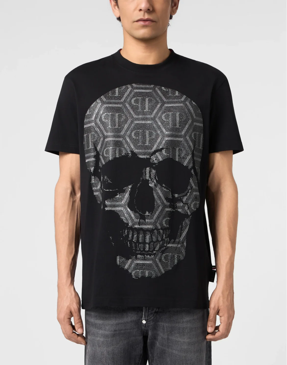 Round Neck T-Shirt Skull Monogram, цвет: Черный