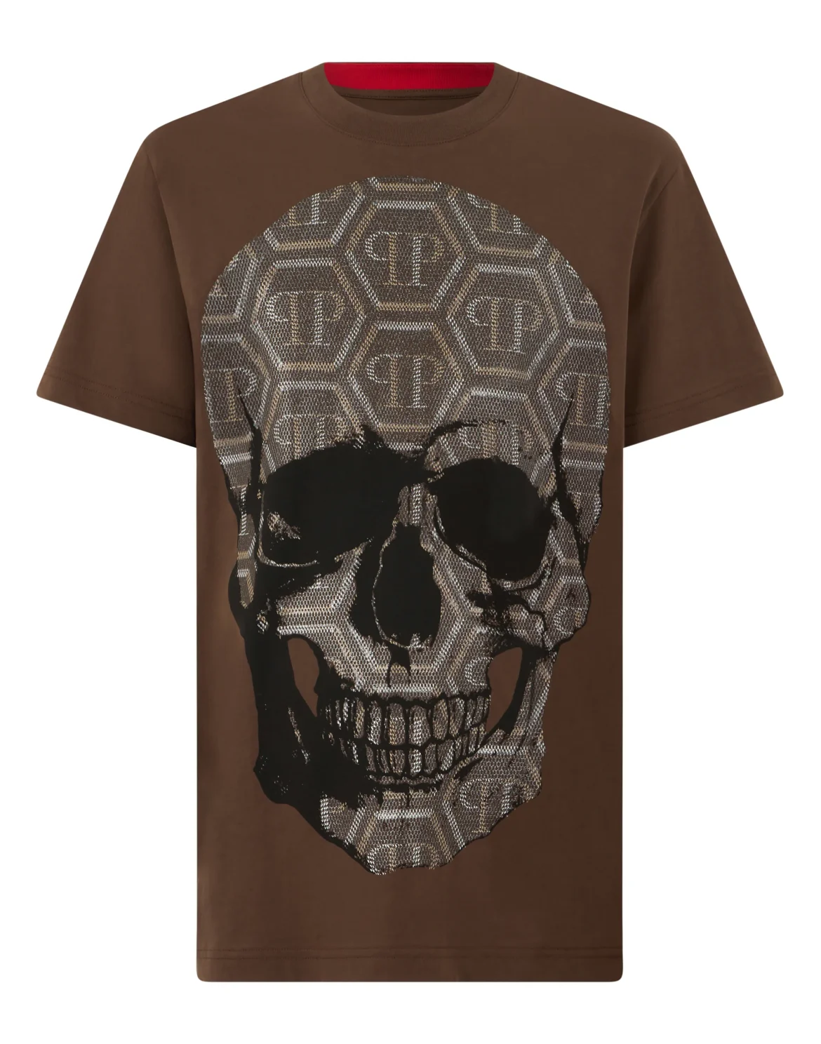 Round Neck T-Shirt Skull Monogram, цвет: Коричневый