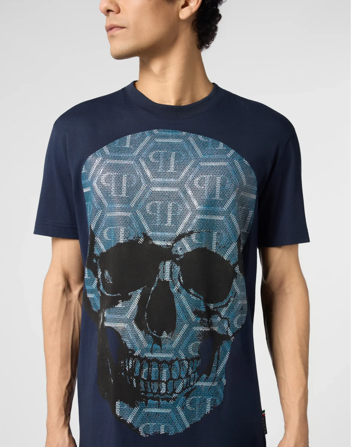 Round Neck T-Shirt Skull Monogram, цвет: Синий